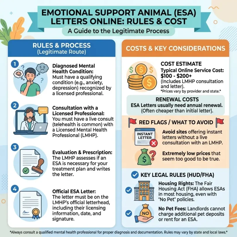 Emotional Support Animal Letter Online: Rules and Cost